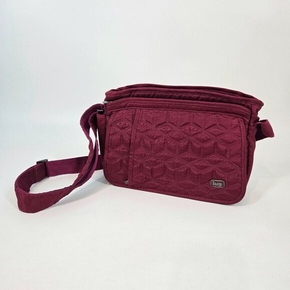 Lug Wings Red Quilted Crossbody Travel Bag in Cranberry RFID Insulated Pocket - Picture 1 of 12